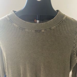 Free people green sweater with side tie detail